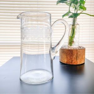 Clear Glass Etched Pitcher